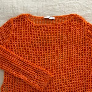 Mango Orange Crochet Sweater